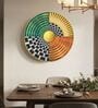 Multicolour & Gold Abstract Round Wall Art 15 Inch