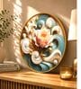 Multicolour & Gold Flower Round Wall Art 15 Inch