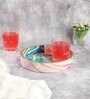 Multicolour & Gold MDF Wood Splash  Round Serving Tray