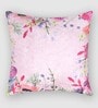Pink Floral Velvet 12 x 12 Inches Cushion Cover