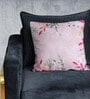 Pink Floral Velvet 12 x 12 Inches Cushion Cover