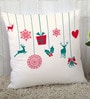 White Christmas Theam Polyester 16 X 16 Inchs Kids Cushion Cover