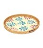 Multicolour  Cane Round Serving Tray -Medium