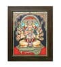 Panjamuga Anjaneyar Tanjore Painting, 24 Carat Gold Foil with Frame Mangala Arts