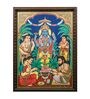 Sathyanarayanan Antique Tanjore Painting, 24 Carat Gold Foil with Frame Mangala Arts