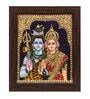 Multicolour 24K Gold Plated Sivan Parvathy Framed Tanjore Painting