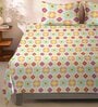 Multicolour Abstract 144 TC Microfiber Double King Sized Bedsheet With 2 Pillow Covers