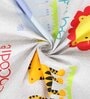Multicolor Animal Theme 240 TC Cotton Queen Sized Kids Bed Sheet with 2 Pillow Covers