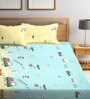 Multicolor Automobiles  240 TC Cotton Queen Sized Kids Bed Sheet with 2 Pillow Covers