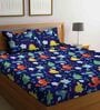 Multicolor Abstract 240 TC Cotton Queen Sized Bed Sheets with 2 Pillow Covers