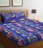 Multicolor Vehicle Themed 240 TC Cotton Queen Sized Kids Bed Sheets with 2 Pillow Covers