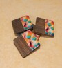 Multicolour Acacia Wood Abstract (Set of 4) Coasters