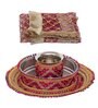 Maroon Assorted Designer Stainless Steel Karwa Chauth Pooja Thali Set (1Piece)