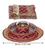 Maroon Assorted Designer Stainless Steel Karwa Chauth Pooja Thali Set (1Piece)
