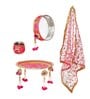Pink Assorted Floral Designer Stainless Steel Karwa Chauth Pooja Thali Set (1Piece)