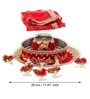 Pink Assorted Floral Designer Stainless Steel Karwa Chauth Pooja Thali Set (1Piece)