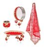 Pink Assorted Floral Designer Stainless Steel Karwa Chauth Pooja Thali Set (1Piece)