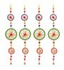 Maroon Assorted Rings with Pom-Pom Tassels Bell Wall Hangings Toran (Set of 4)