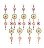 Maroon Assorted Rings with Pom-Pom Tassels Bell Wall Hangings Toran (Set of 8)