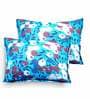 Blue Floral 104 TC Cotton 1 Double Bedsheet with 2 Pillow Covers