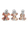 Silver Faces Multicolour Polyresin  (Set of 2) Buddha