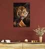 Abstract Tiger Multicolour Canvas Teakwood And MDF Framed Wildlife Art Print