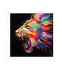 Abstract Multicolor Lion Blue Teakwood Framed Canvas Art Print