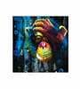 Monkey Multicolour Canvas Teakwood And MDF Framed Wildlife Art Print