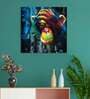 Monkey Multicolour Canvas Teakwood And MDF Framed Wildlife Art Print