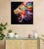 Abstract Multicolor Lion Blue Teakwood Framed Canvas Art Print