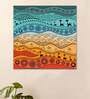 Folk Multicolour Canvas Teakwood And MDF Framed Abstract Art Print