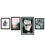 Leave Multicolour Canvas Framed Art Print Set of 4