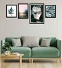 Leave Multicolour Canvas Framed Art Print Set of 4
