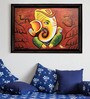 Multicolour Canvas Mantras Ganesha Oil Painting