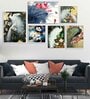 Peacock Multicolour Canvas Floral Art Print Set of 6