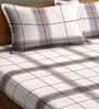 White Geometric 210 TC Polycotton 1 Double Bedsheet with 2 Pillow Covers