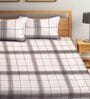 White Geometric 210 TC Polycotton 1 Double Bedsheet with 2 Pillow Covers
