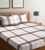 White Geometric 210 TC Polycotton 1 Double Bedsheet with 2 Pillow Covers