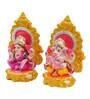 Multicolour Clay 4.5 Inches Laxmi Ganesha Idol Statue