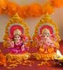 Multicolour Clay 4.5 Inches Laxmi Ganesha Idol Statue