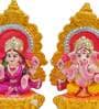 Multicolour Clay 4.5 Inches Laxmi Ganesha Idol Statue