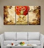 Advanced Multicolour Cotton Canvas Framed Spiritual Art Panel Set of 3