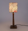 Brown Fabric Shade Table Lamp with Brown Base