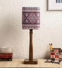 Brown Fabric Shade Table Lamp with Wood Base