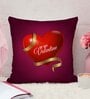 Red Cotton and Jute Solid Single Cushion Cover (1 Pc)
