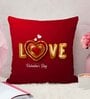 Red Cotton and Jute Solid Single Cushion Cover (1 Pc)