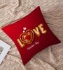 Red Cotton and Jute Solid Single Cushion Cover (1 Pc)