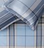 Blue Checkered 200 TC Cotton Double Bedsheet with 2 Pillow Covers