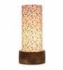 Multicolour Cotton Fabric Shade Table Lamp With Wood Base