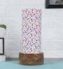 Multicolour Cotton Fabric Shade Table Lamp With Wood Base